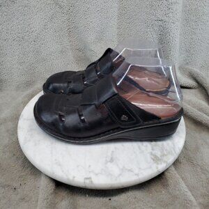 Finn Comfort Shoes Womens EU 37 US 6.5 Black Leather Quebec Fisherman Clogs
